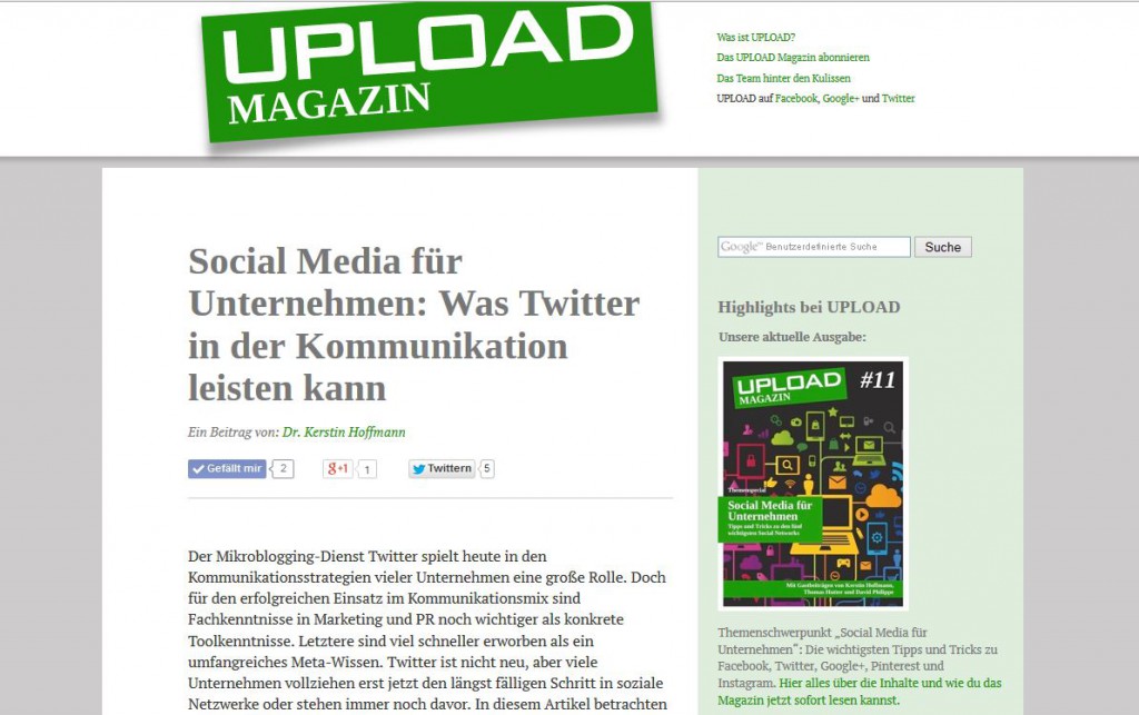 UPLOAD Twitter-Artikel