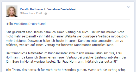 Kundenservice auf Facebook?
