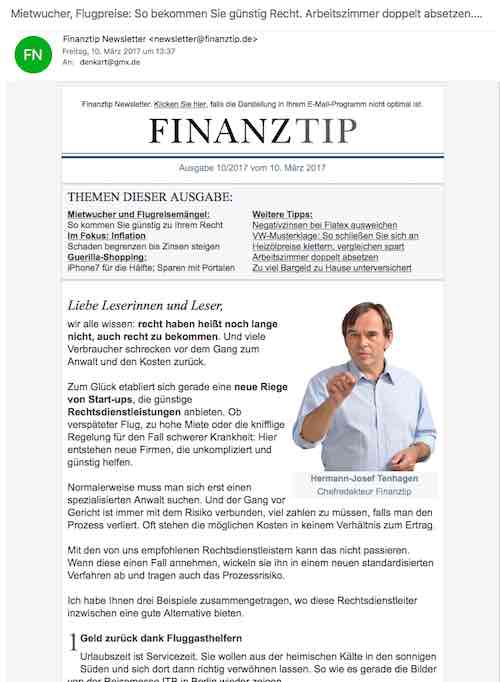 Newsletter Finanztip