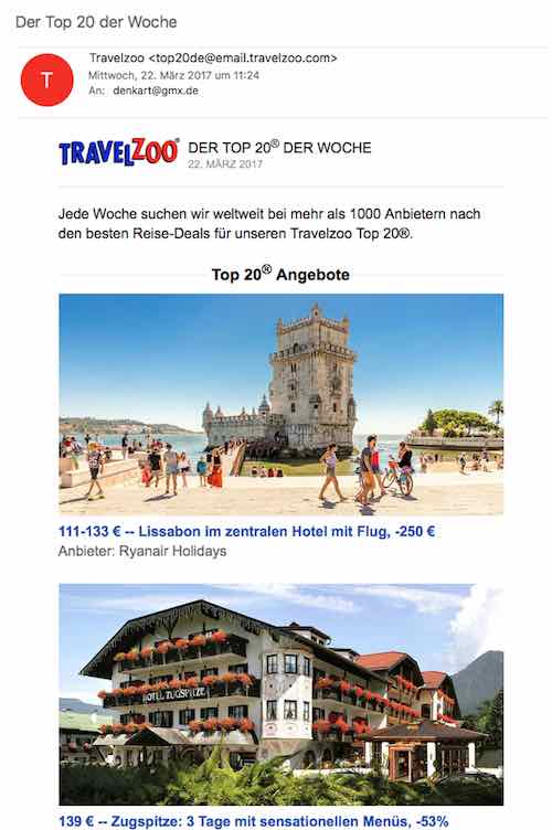 Newsletter Travelzoo