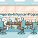 Ein Konferenzraum, in dem an einer Wand „Corporate-Influencer-Programm" steht. Um den Konferenztisch sitzen Geister, es gibt viele leere Stühle.